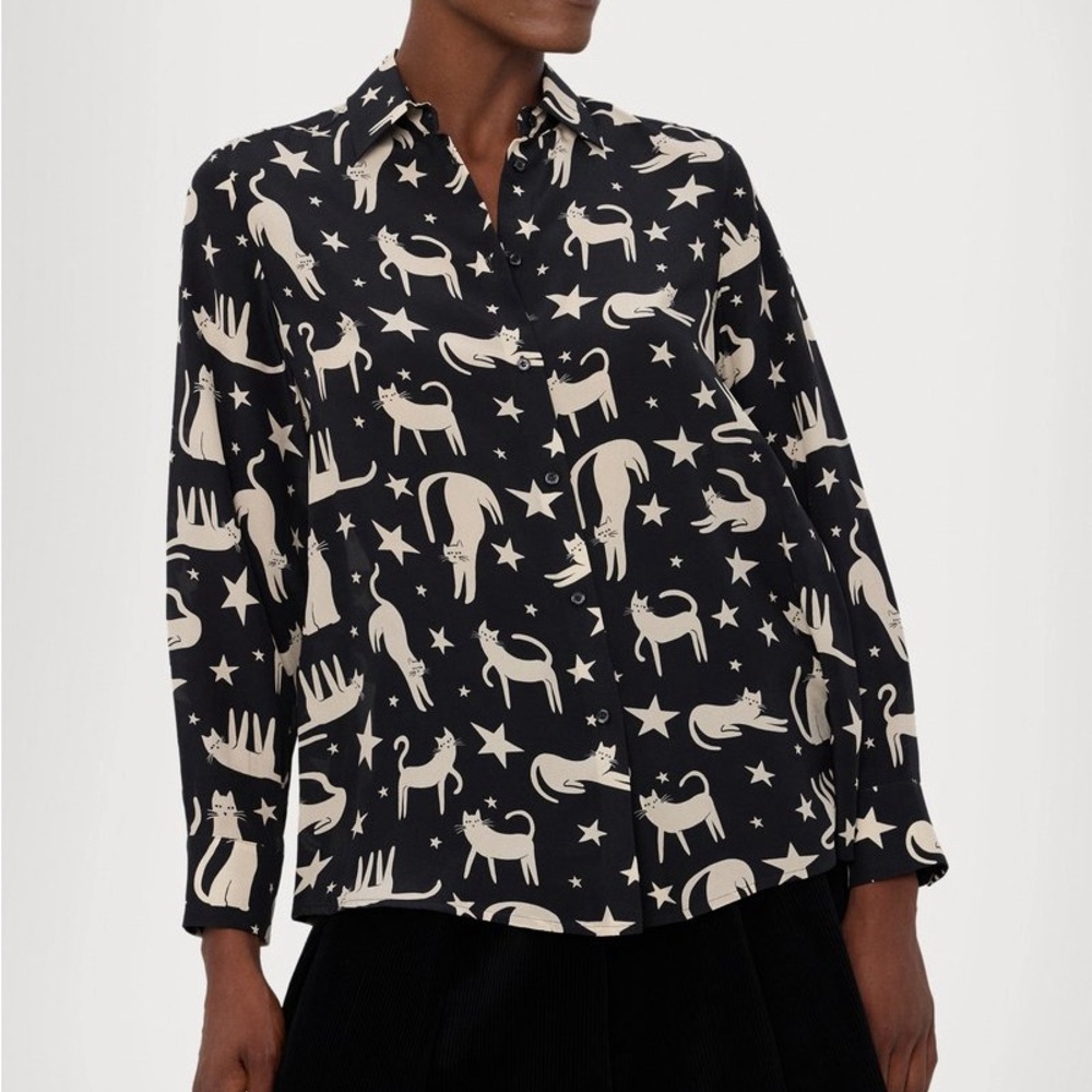 😻😻😻 WEEKEND MAX MARA TABELLA - BUTTON-DOWN SILK BLOUSE size 6 US/ 40 European - Picture 5 of 12